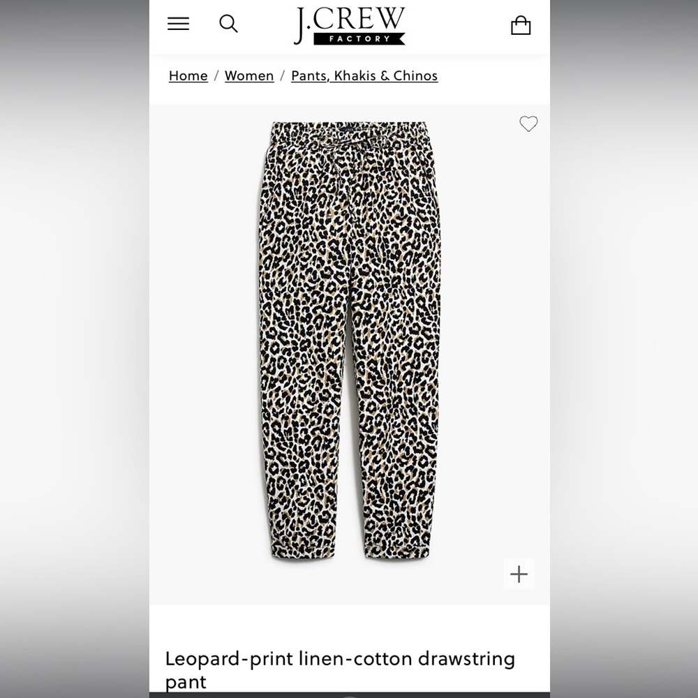 J. Crew linen/cotton leopard print capris - Size 8